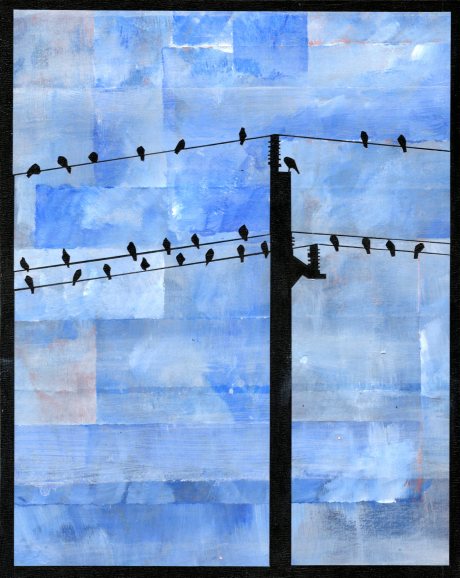 Birds & Wires (wk 13)...8x10 panel board...28 March 2009